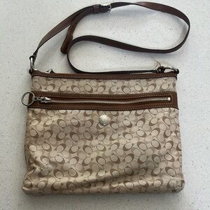 Coach Beige and Brown Crossbody Bag